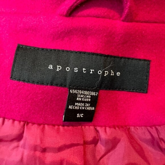 NWT Apostrophe Fuschia Wool Button down Coat, Size Medium - Picture 12 of 15